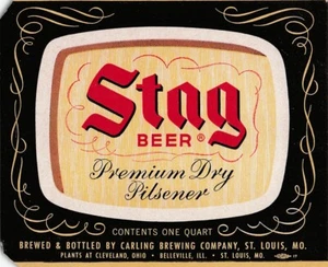 Etiqueta de cerveza Stag Dry Pilsener vintage 12 OZ Carling Brewing Co St Louis MO  - Imagen 1 de 2