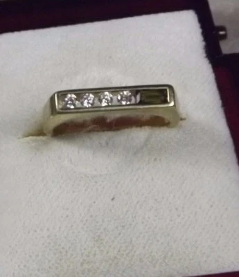 D15-72/ zierlicher Ring 8 K / 333 Turmalin und Zirkonia Gr. ca. 51 kantige Form - Bild 1 von 4