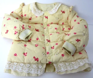 Vintage 60s Quilted Youth Girls 8 Down Filled Bed Jacket Robe Floral Ladybug - Picture 1 of 6