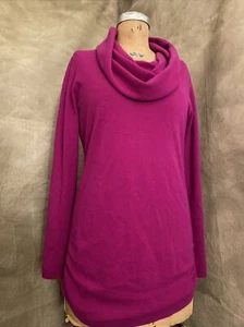 ELIE TAHARI Women 100% Cashmere COWL Sweater L NWT Fuschia Hot Pink RUCHED $298 - Picture 1 of 8