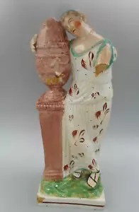 RARE 18TH C. STAFFORDSHIRE PEARLWARE FIGURE OF CHARLOTTE AT TOMB OF WERTHER - Picture 1 of 9