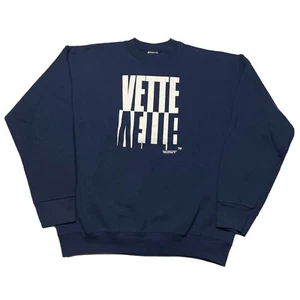 Vintage 90s Corvette Sweatshirt Mens Large Blue Pullover Chevy Hot Rod USA Made - Picture 1 of 8