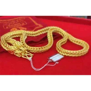 Halskette Drache 26" Zoll Gelbgold GP 20 Thai Baht Amulett Schmuck - Bild 1 von 2