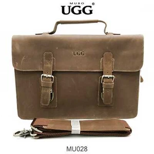 MU028 Vintage Handmade Genuine Leather Briefcase Laptop Bag Messenger Bag - Picture 1 of 12