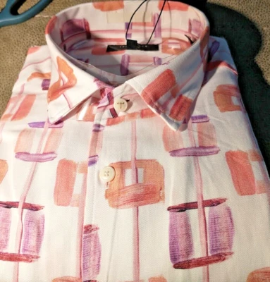 NWT Ted Baker London Men's Size 4(Large) Short Sleeve Button Down Shirt,Abstract - Image 1 of 4