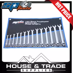 SP Tools Spanner Set 14 Piece Metric Combination Chrome Vanadium + Pouch SP10014 - Picture 1 of 2