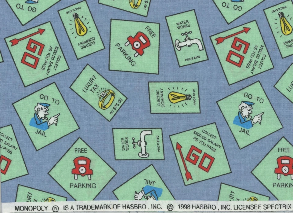 Hasbro Monopoly 1998 Spectrix Cárcel Estacionamiento Lujo Impuesto GO Tela de Algodón Por PORTE Foto 1 de 1