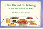 EARLY 1909c THIS DIET IS TOO FATTENING ! BREAD & WATER NOW COMIC HUMOUR POSTCARD