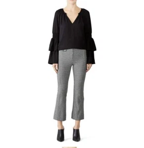 Top RAMY BROOK Lali scollo a V manica a campana con volant grande nero - Foto 1 di 4