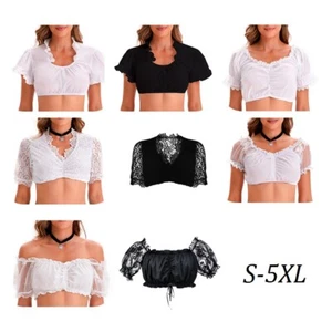 Elegante Dirndlbluse Trachtenbluse Kurzarmige Oktoberfest Multi-Style S-5XL Neu - Bild 1 von 28