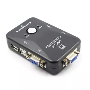 2 Port USB VGA KVM Switch Box For Mouse Keyboard Monitor Sharing Computer PC-DC - Photo 1/5