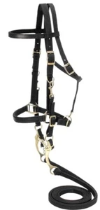 Halter de nailon australiano - Combo de brida - Riendas - Broca de bordillo - Negro o marrón - Imagen 1 de 2