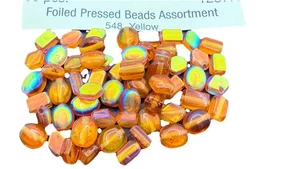 Foiled Pressed Czech Glass Beads Mixed Shapes 7mm - Picture 1 of 3