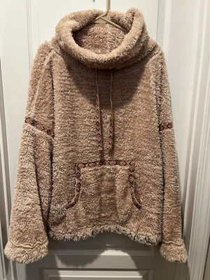 Suéter Sundance Sherpa Talla M Mountain Loft Grande Boho Pullover Azteca Beige Foto 1 de 4