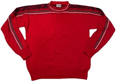 Suéter Vintage Meister Navidad Rojo Mezcla Lana Ski Apres Cuello Redondo Años 80 Grande Foto 1 de 4