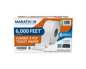 Marathon Jumbo Roll 2-Ply Toilet Paper 6 Rolls, 1000 ft Each Roll - Picture 1 of 3