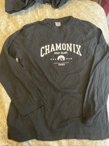 Camiseta negra manga larga con un "Chamonix Mont-Blanc Francia Talla M" - Imagen 1 de 6