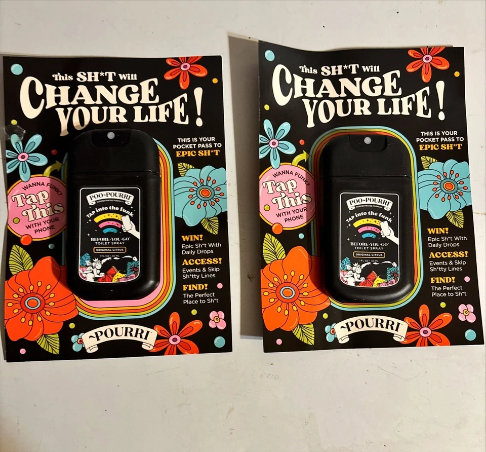 Poo-Pourri Toilet Spray, 2 Pack 1 Fl Oz each Pocket Travel Size Original Citrus