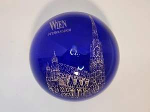 Paperweight, Glass, Blue, Wien Stephhouse - Picture 1 of 8