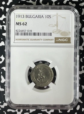 1913 Bulgaria 10 Stotinki NGC MS62 Lot#G266 Nice UNC! - Image 1 of 3