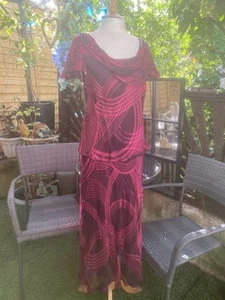 Country Casuals Beautiful Fuschia/Plum Silk Beaded Occasion Dress Sz 10 - Picture 1 of 7