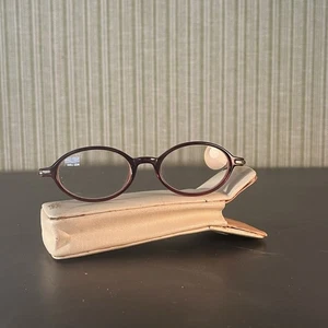 Oval Eye Glasses Y2k 90’s 2000’s Femme Frames Thin Burgundy - Picture 1 of 20