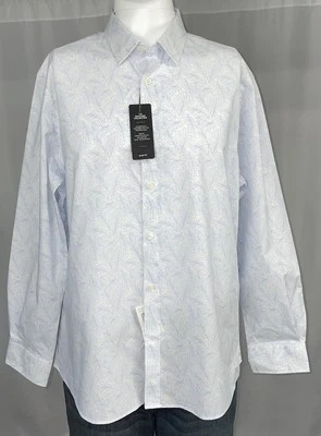 Camisa Michael Kors Calce Ajustado Azul Almirante Geométrica Abotonada Hombres Mediana 15 1/2 Foto 1 de 3