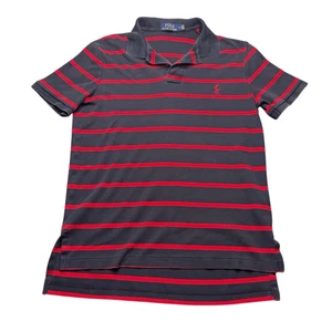 Polo Ralph Lauren Men’s Polo Shirt Size M Red Black Striped Preppy - Picture 1 of 13
