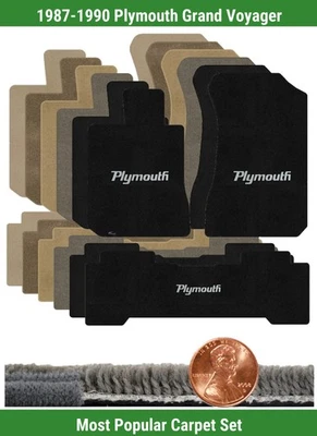 Conjunto de tapete personalizado Ultimat para '87-90 Plymouth Grand Voyager com logotipo (3 peças) #115T - Imagem 1 de 4