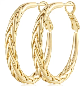 Gold Creolen 14K Gold Creolen große Creolen Ohrring für Damen zeitlos - Bild 1 von 12