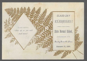 Johnson Vermont Normal School 1889 Class Day Exercises Program - Picture 1 of 2