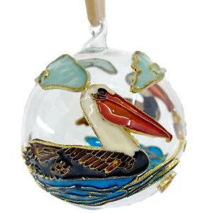 Cloisonne Pelican Glass Ball Ornament, Gift Boxed - Picture 1 of 4