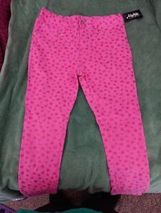 NWT bizfete Girs Size 14/16 Pants Color Pink With Red Glitter Hearts - Picture 1 of 4