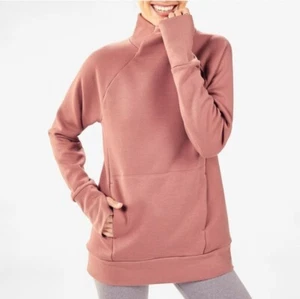 FABLETICS PEACH MOCK SWEATSHIRT W/RAGLAN SLEEVES-THUMBHOLES-KANGA POUCH TOP ~ XS - Picture 1 of 6