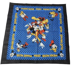 Disney Mickey Minnie Goofy Donald Daisy Pluto Bandana Handkerchief Hanky Blue US - Picture 1 of 18