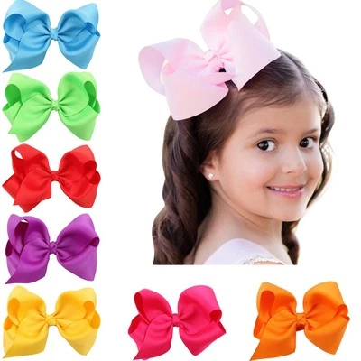 30 Pcs 6" Baby Girls Huge Grosgrain Ribbon Boutique Hair Bows Kids Hair Clip - Image 1 of 4