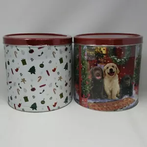 2 Weihnachts Popcorn Dosen Welpen Ornamente je 21 Unzen Karamell Butter Käse - Bild 1 von 8