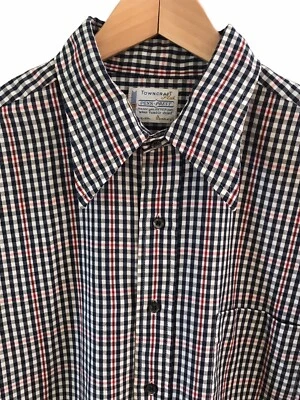 Vtg 60s Shirt Towncraft Penneys Loop Collar Button Down Plaid Gingham Mens L - Image 1 of 4
