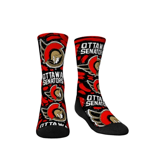 Youth Rock Em Socks Ottawa Senators Allover Logo & Paint Crew Socks Cover