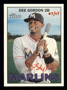 2016 Topps Heritage Real One Autograph/Auto Red Ink DGO Dee Gordon Marlins 67/67