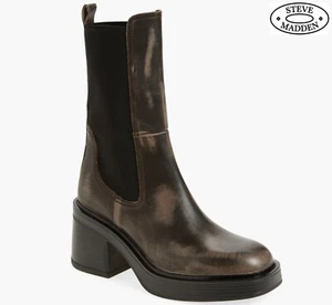 BOTA CHELSEA STEVE MADDEN MUJER NUEVA EN CAJA $160 PLATAFORMA FLYNN MARRÓN DESGASTADA. Talla 8M - Imagen 1 de 11