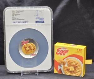 2024 CHAD 5000F - KELLOGG'S EGGO WAFFLES PLATE - NGC MS70 - 999 SILVER COIN - Picture 1 of 14