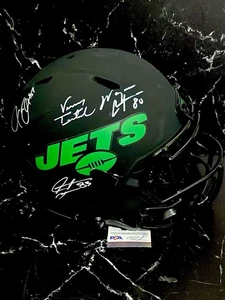 Testaverde, Chrebet, Cole and Moss Signed Full Size AUTHENTIC Helmet PSA Jets - Picture 1 of 2