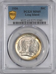 1936 Long Island Silver Commemorative Half Dollar / 50C / PCGS MS65 - Bild 1 von 2