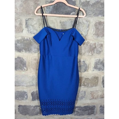 Vestido Bisou Bisou Michelle Bohbot Azul Fuera del Hombro Corte Láser Para Mujer 10 Foto 1 de 4