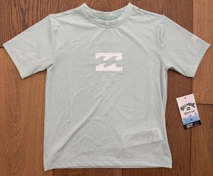 BILLABONG Girls' Medium / 5 Light Turquoise Rashguard Short Sleeve Swim Surf New - Picture 1 of 7
