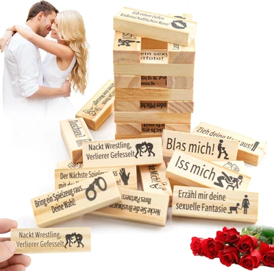 CHANCCI Stapelspiel Sexspiel Aus Holzblöcken für Paare,48 Stück Super Naughty Block Towe