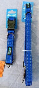 NEU Max & Neo kleines blaues Halsband & 6 Fuß Leine Set VORTEILE HUND RETTUNG - Bild 1 von 4