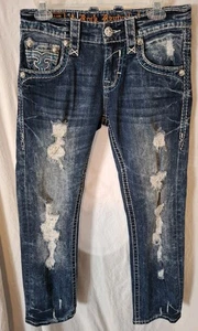 Rock Revival Scion Slim Strait Stretch Jean Men's Size 30 X 28 Distressed - Picture 1 of 5