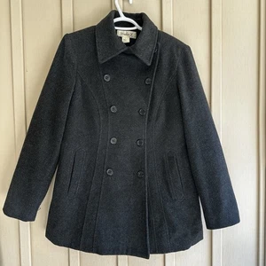 Chaqueta Abrigo Studio Y Y2K Gris Carbón Guisante Lana Doble Pecho Mediana Para Mujer’s - Imagen 1 de 6